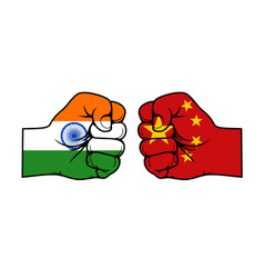 India China Confrontation Flags Fists Conflict