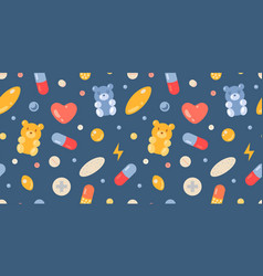 Seamless Pattern With Cute Medical Pills