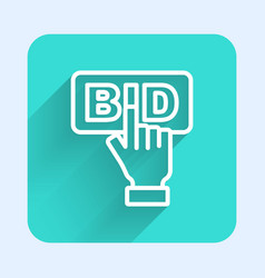 White Line Bid Icon Isolated With Long Shadow