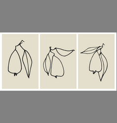 Graphic Set Of Prints With Pear Decor