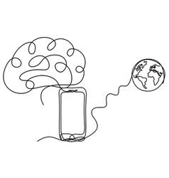 Abstract Mobile And Brain As Line Drawing On