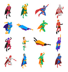 Superhero Popular Character Isometric Icons Set