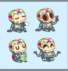 Halloween Cute Sugar Skull Sticker Set Dia De