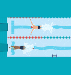 Swimming Competition Athletes Top View