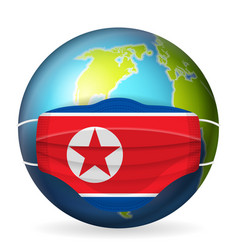 World Globe With Medical Mask North Korea Flag