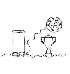 Abstract Mobile And Trophy As Line Drawing On