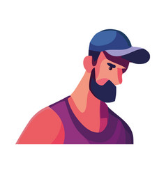 Bearded Man Wearing Sport Cap