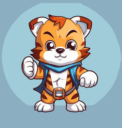 Cute Cartoon Tiger In A Blue Scarf Eps