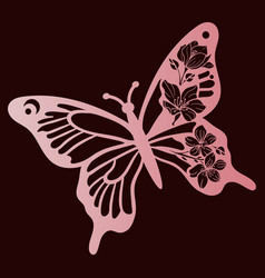 Decorative Stencil Of A Butterfly With Flowers