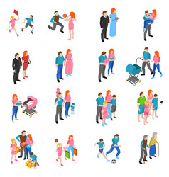 Family People Isometric Icons Set