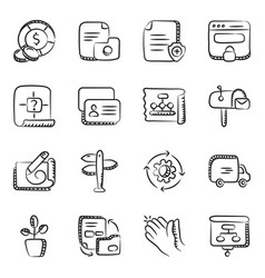 Trade And Finance Icons Set In Modern Doodle Line