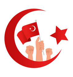 Hand Holding Turkish Flag Icon With Fist Hands Up