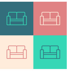 Pop Art Line Cinema Chair Icon Isolated On Color