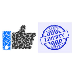 Shard Mosaic Thumb Up Icon With Liberty Distress