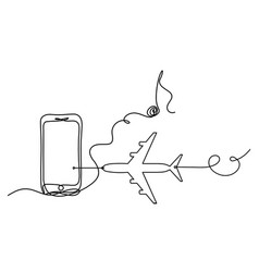 Abstract Mobile And Plane As Line Drawing On