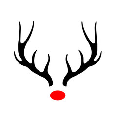 Deer Antlers Silhouette Red Nose Rudolph