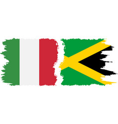 Jamaica And Italy Grunge Flags Connection