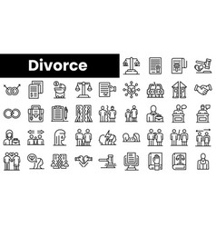 Set Of Outline Divorce Icons