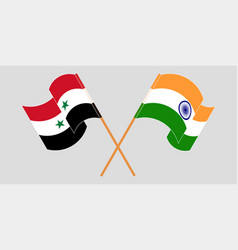 Crossed And Waving Flags Of Syria And India