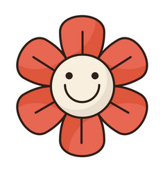 Smiley Flower Retro Icon Isolated