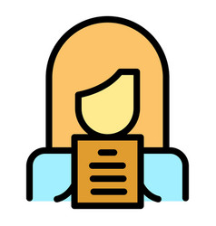 Woman Reporter Icon Flat