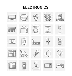 25 Hand Drawn Electronics Icon Set Gray