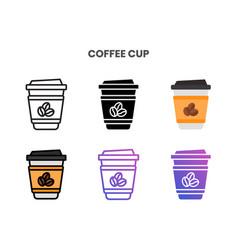 Coffee Cup Icons Set With Different Styles