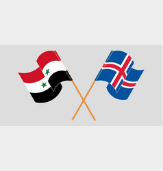 Crossed And Waving Flags Of Syria And Iceland