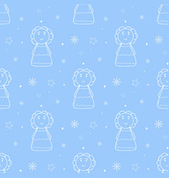 Cute Curly Angel Winter Seamless Pattern