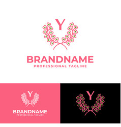 Letter Y Laurel Love Logo Suitable For Business