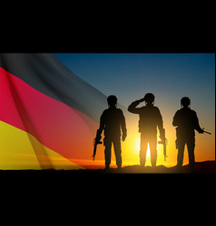 Silhouette Of Saluting Soldiers With Germany Flag