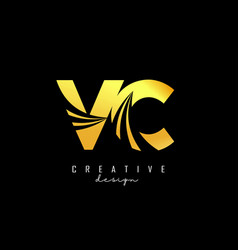 Creative Golden Letters Vc V C Logo With Leading