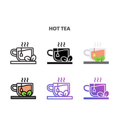 Hot Tea Icons Set With Different Styles