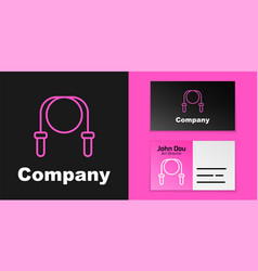 Pink Line Jump Rope Icon Isolated On Black