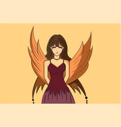 Beautiful Girl With Wings Cartoon