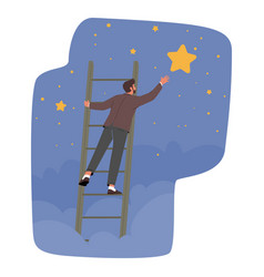 Businessman Character Climb Ladder Take A Star