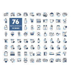 Milk Dairy Products Icon Set