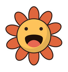 Smiley Happy Flower Retro Icon Isolated