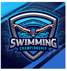 Swimming Championship Esport Mascot Logo Design