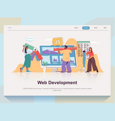 Web Development Concept For Landing Page In Flat