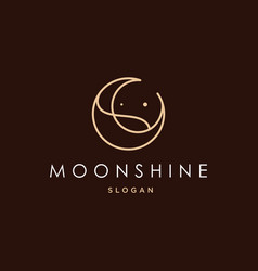 Elegant Crescent Moon And Star Logo Design Line