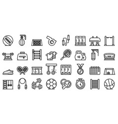 School Gym Icons Set Outline Style