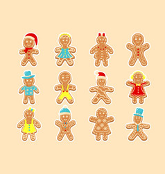 Christmas Gingerbread Men And Women Stickers