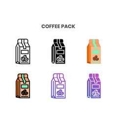 Coffee Pack Icons Set With Different Styles