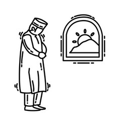 Fajr Dawn Prayer Icon Doodle Hand Drawn