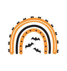 Halloween Rainbow With Bats Cute Hand Drawn Icon