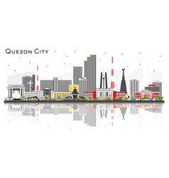 Quezon City Philippines Skyline With Color