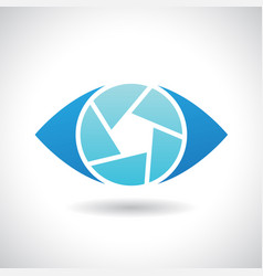 Blue Shutter Eye Logo Icon With A Shadow