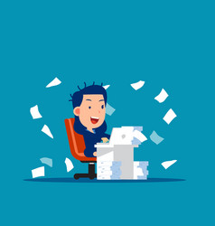 Office Worker With Documents Are Scattered