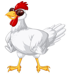 White Chicken Wearing Sunglasses Cartoon Character